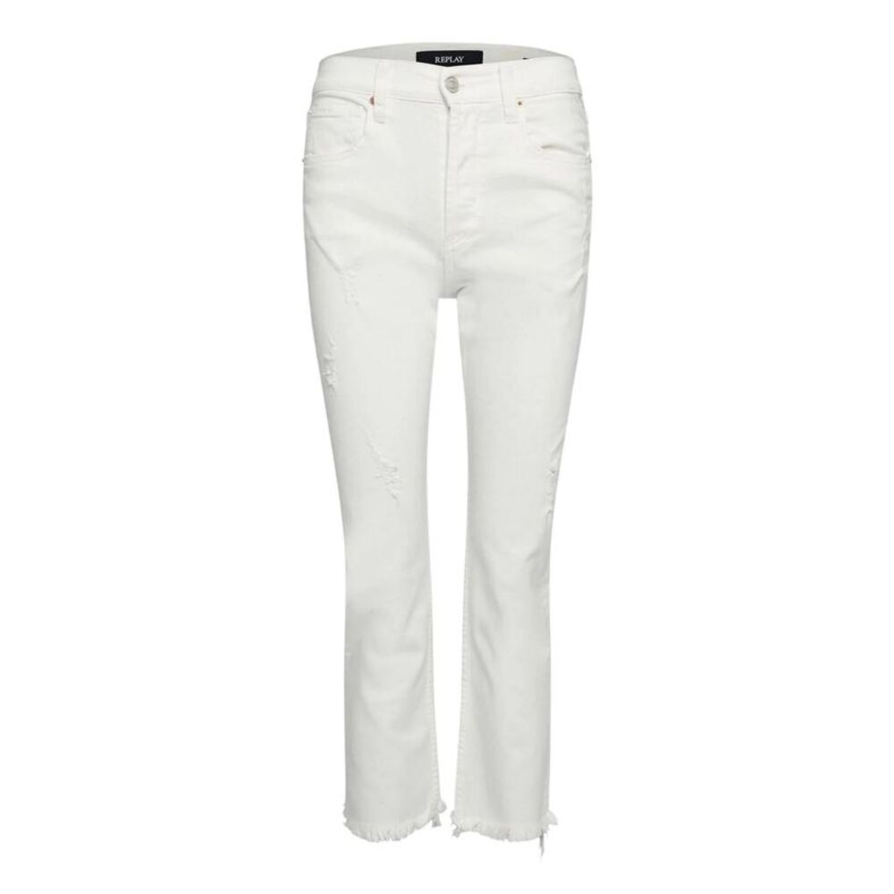 Replay Womens/Ladies Cotton Plain Cropped Straight Jeans / White